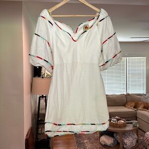 White Colorful Stripes Euroflax™ Mini Dress